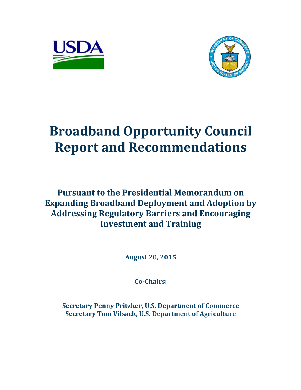Broadband Opportunity Council Report and Recommendations