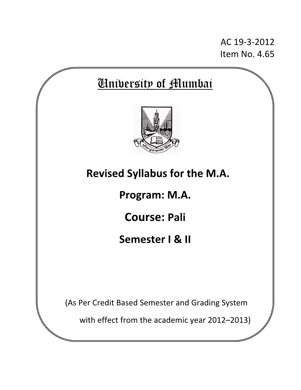 Pali Semester I & II