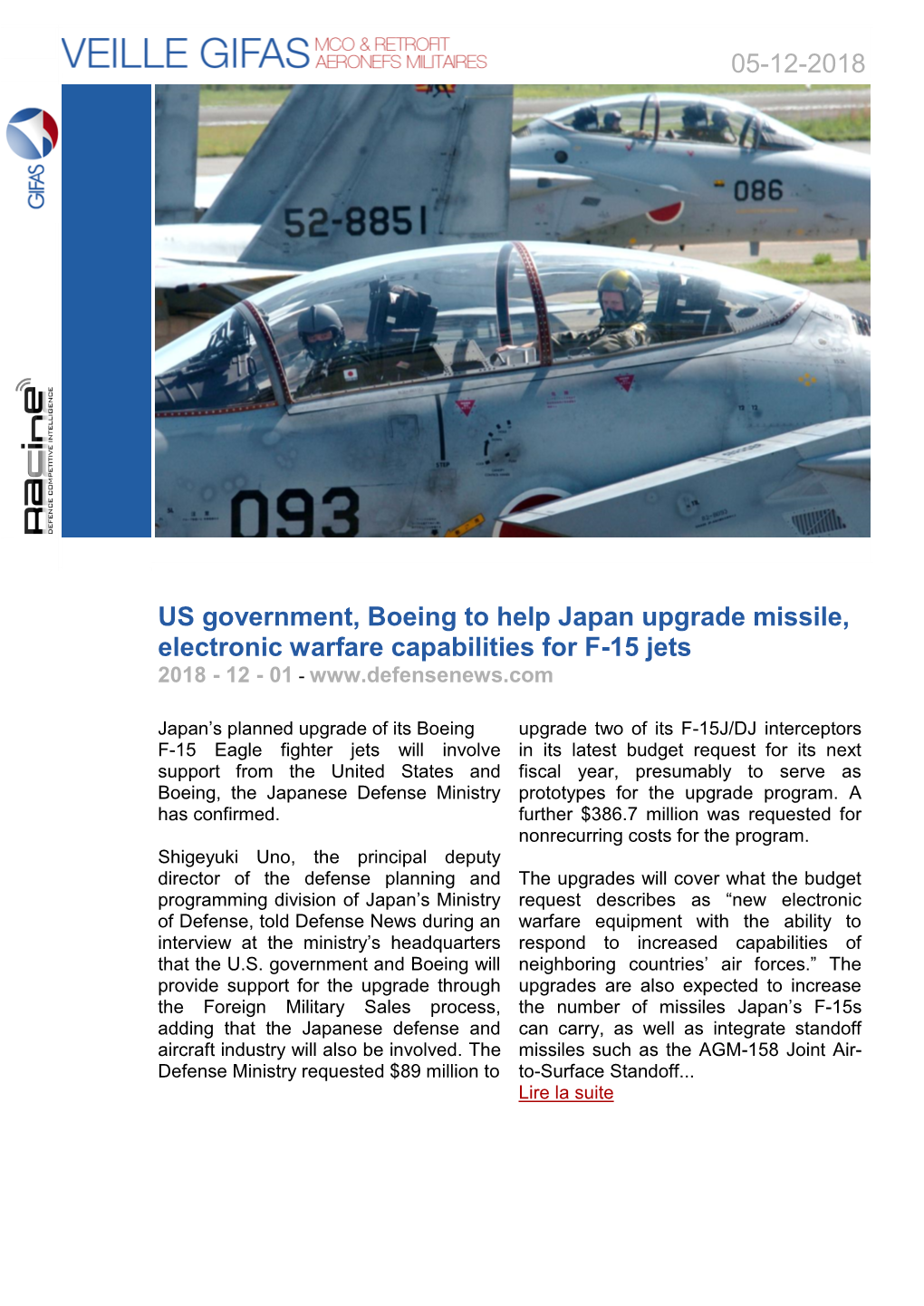 05-12-2018 US Government, Boeing to Help Japan Upgrade Missile