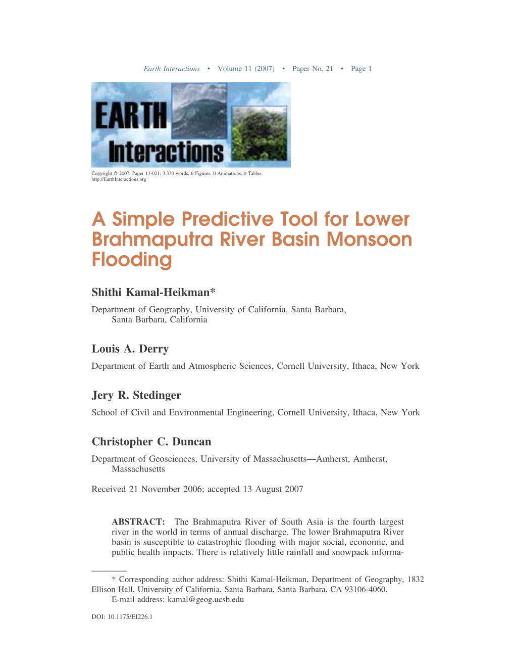 A Simple Predictive Tool for Lower Brahmaputra River Basin Monsoon Flooding