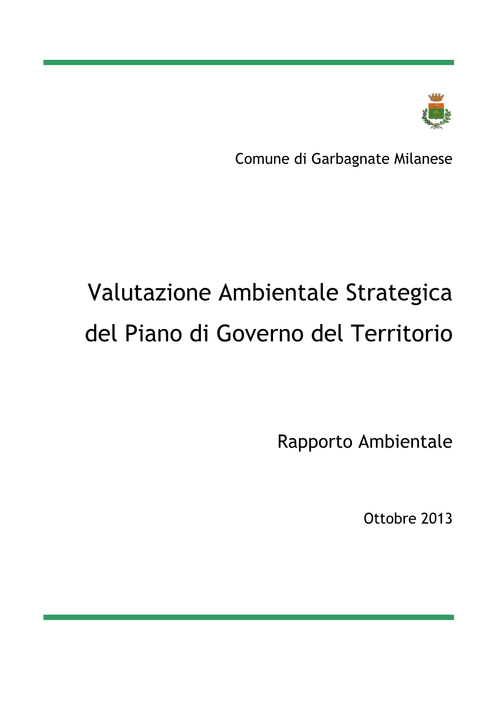 Valutazione Ambientale Strategica Del Piano Di Governo Del Territorio