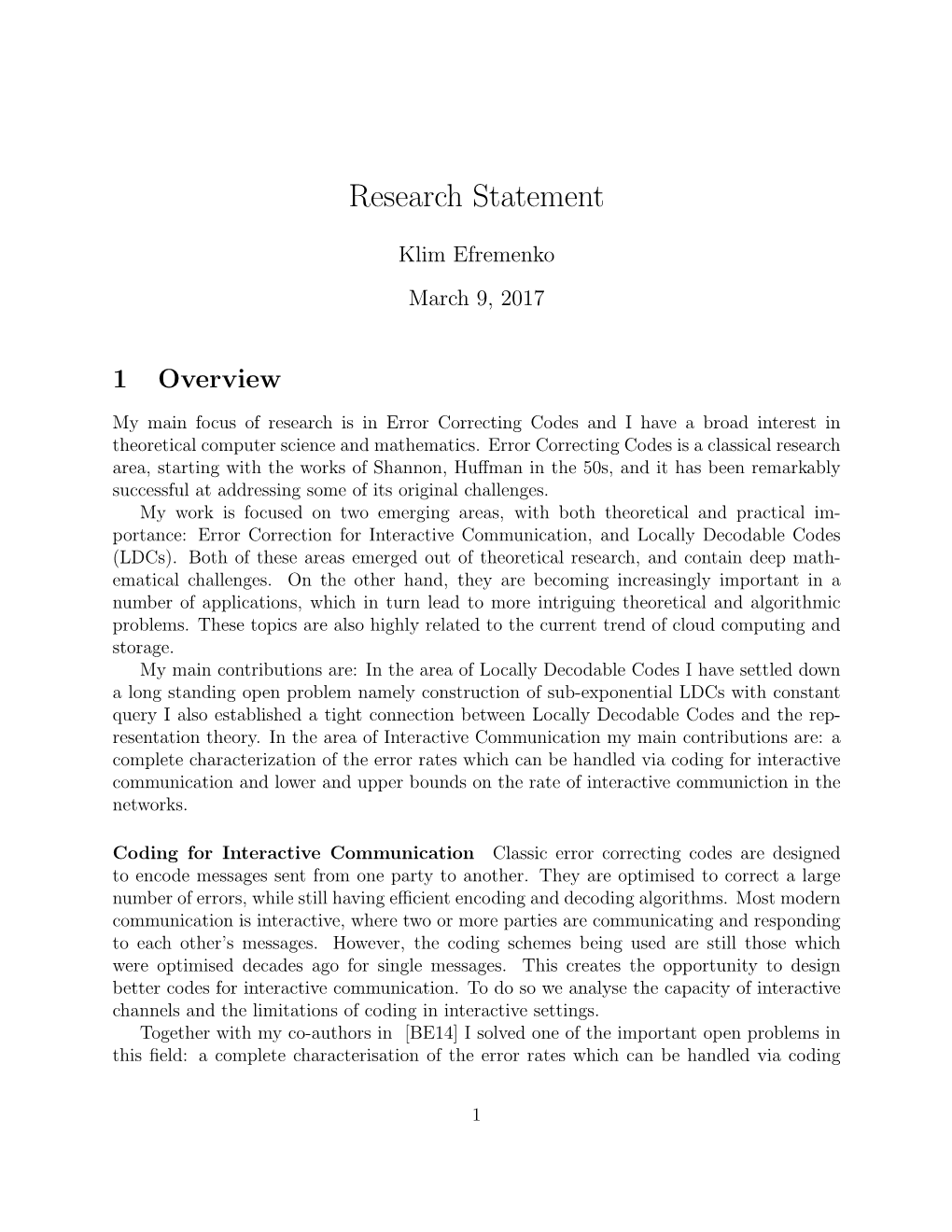 Research Statement