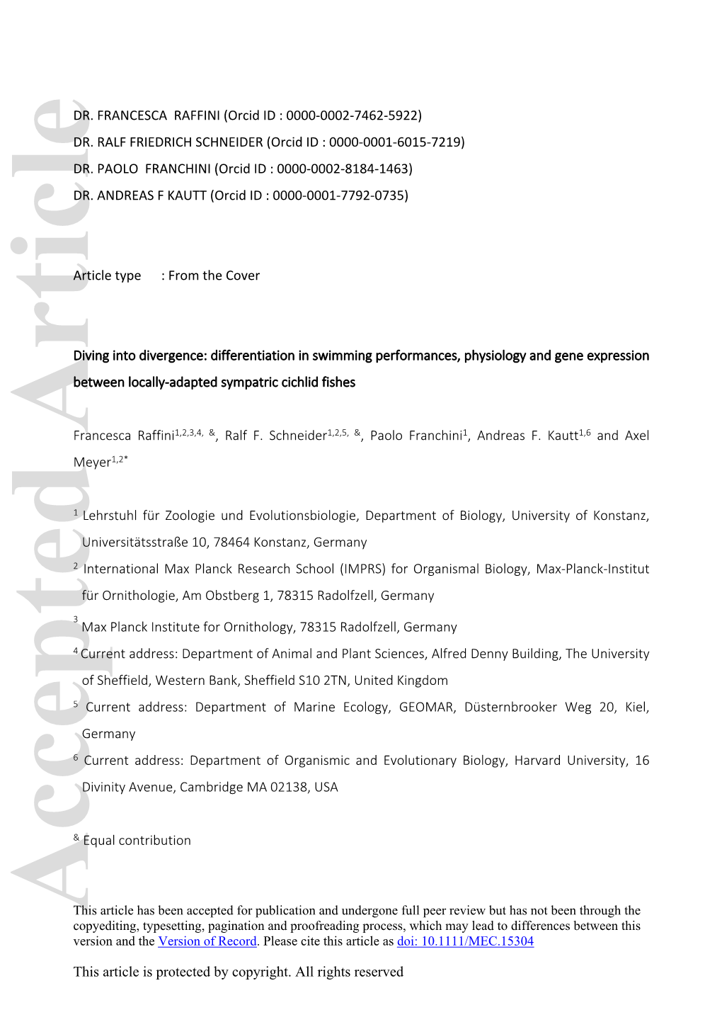 Diving Into Divergence: Differentiation in Swimming Performances, Physiology and Gene Expression Between Locally-Adapted Sympatric Cichlid Fishes