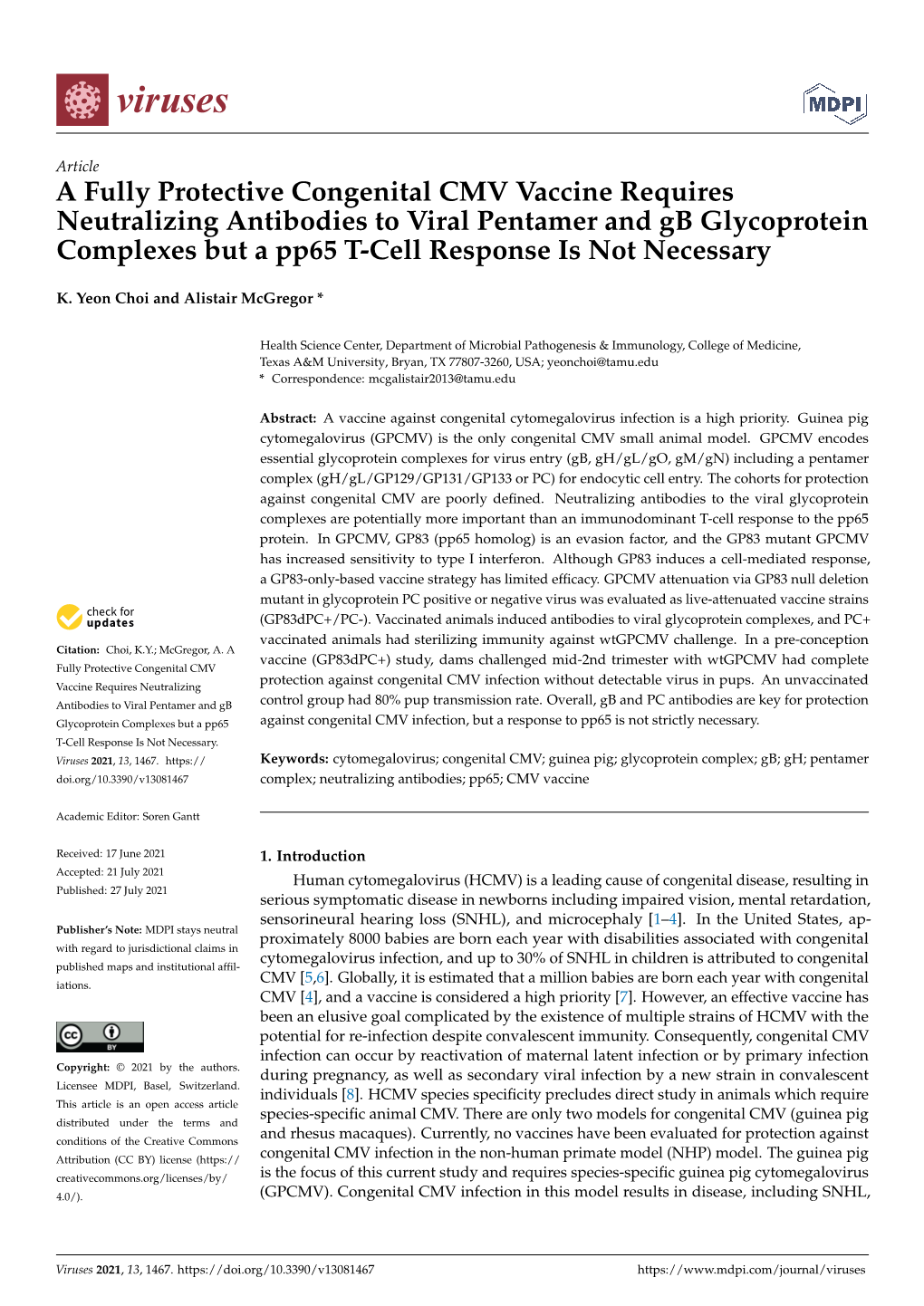 A Fully Protective Congenital CMV Vaccine Requires Neutralizing Antibodies to Viral Pentamer and Gb Glycoprotein Complexes but a Pp65 T-Cell Response Is Not Necessary