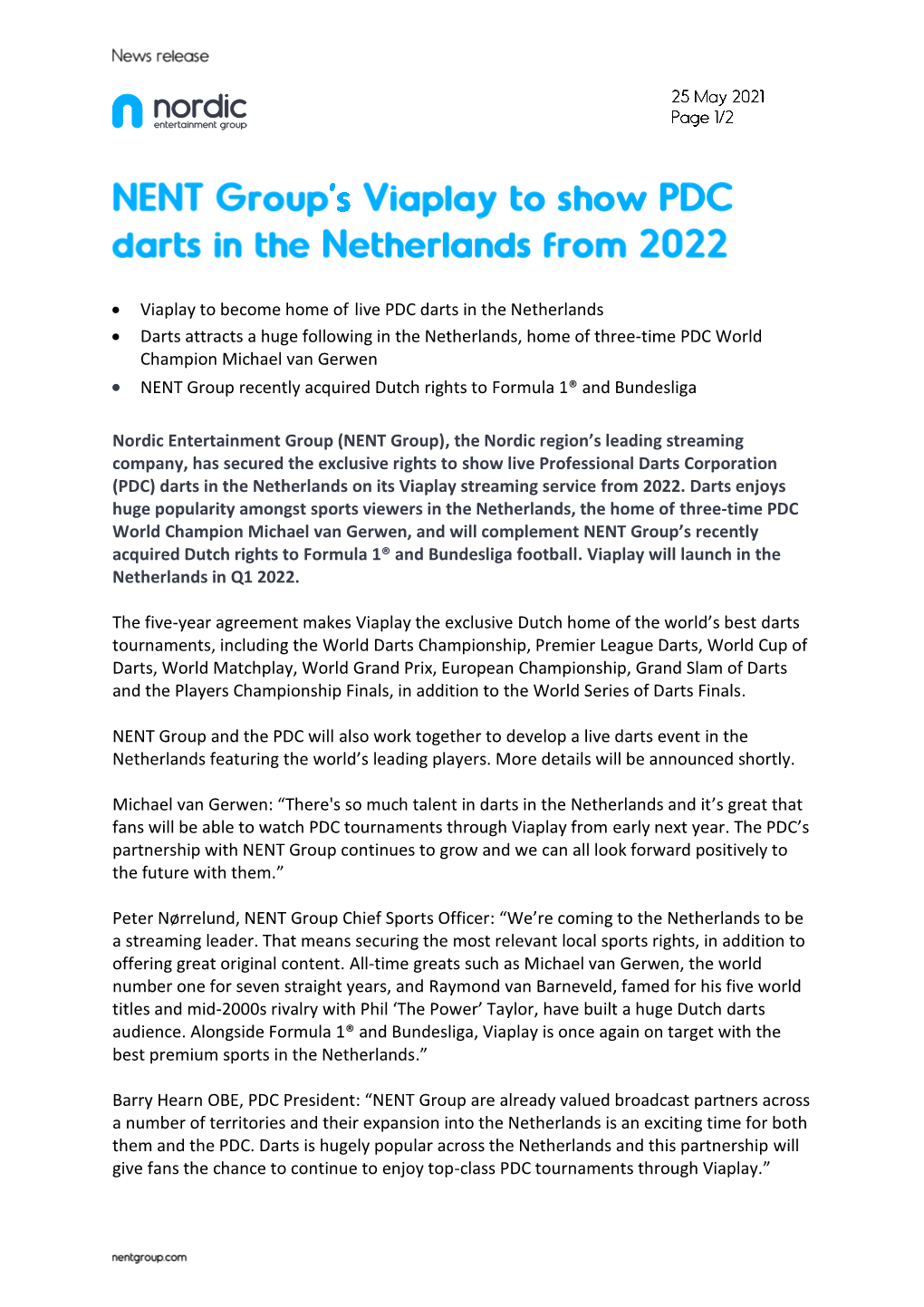 Viaplay to Become Home of Live PDC Darts in the Netherlands • Darts Attracts a Huge Following in the Netherlands, Home Of