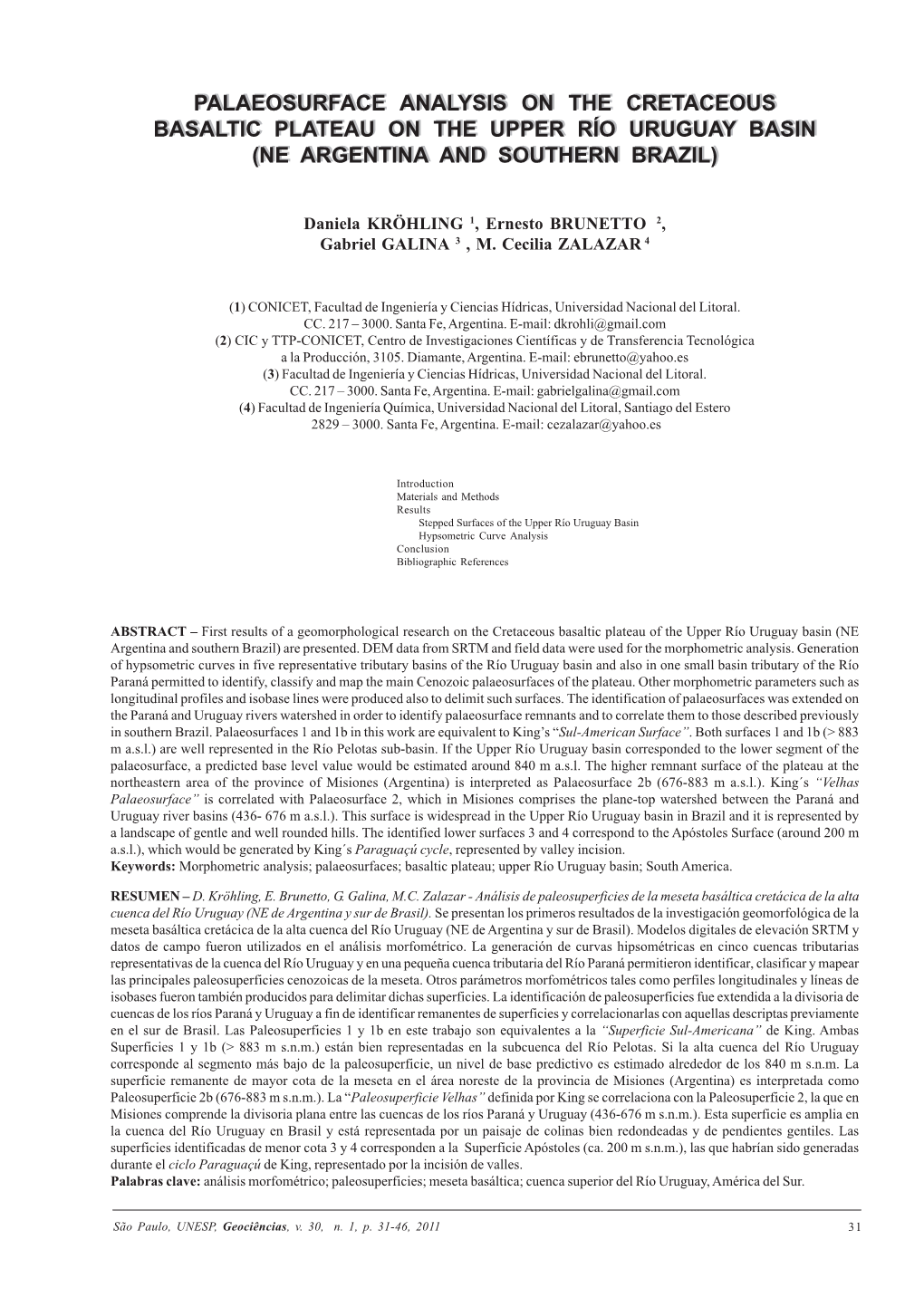 Palaeosurface Analysis on The