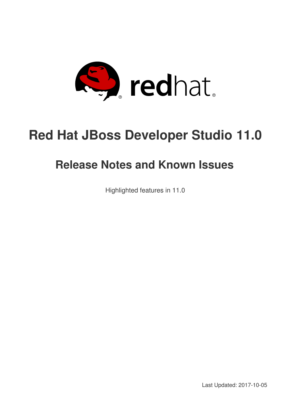 Red Hat Jboss Developer Studio 11.0 Release Notes and Known Issues
