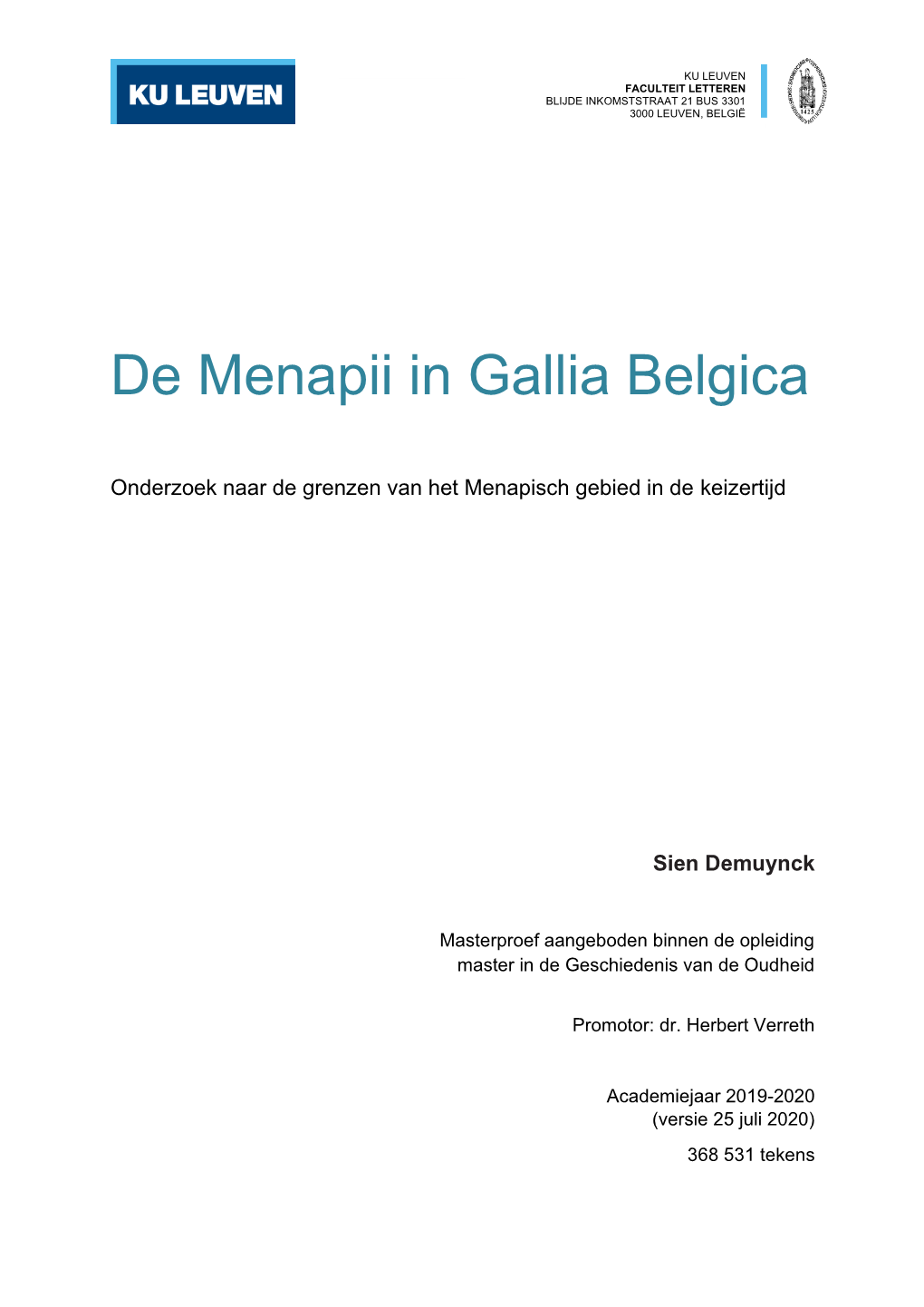 De Menapii in Gallia Belgica