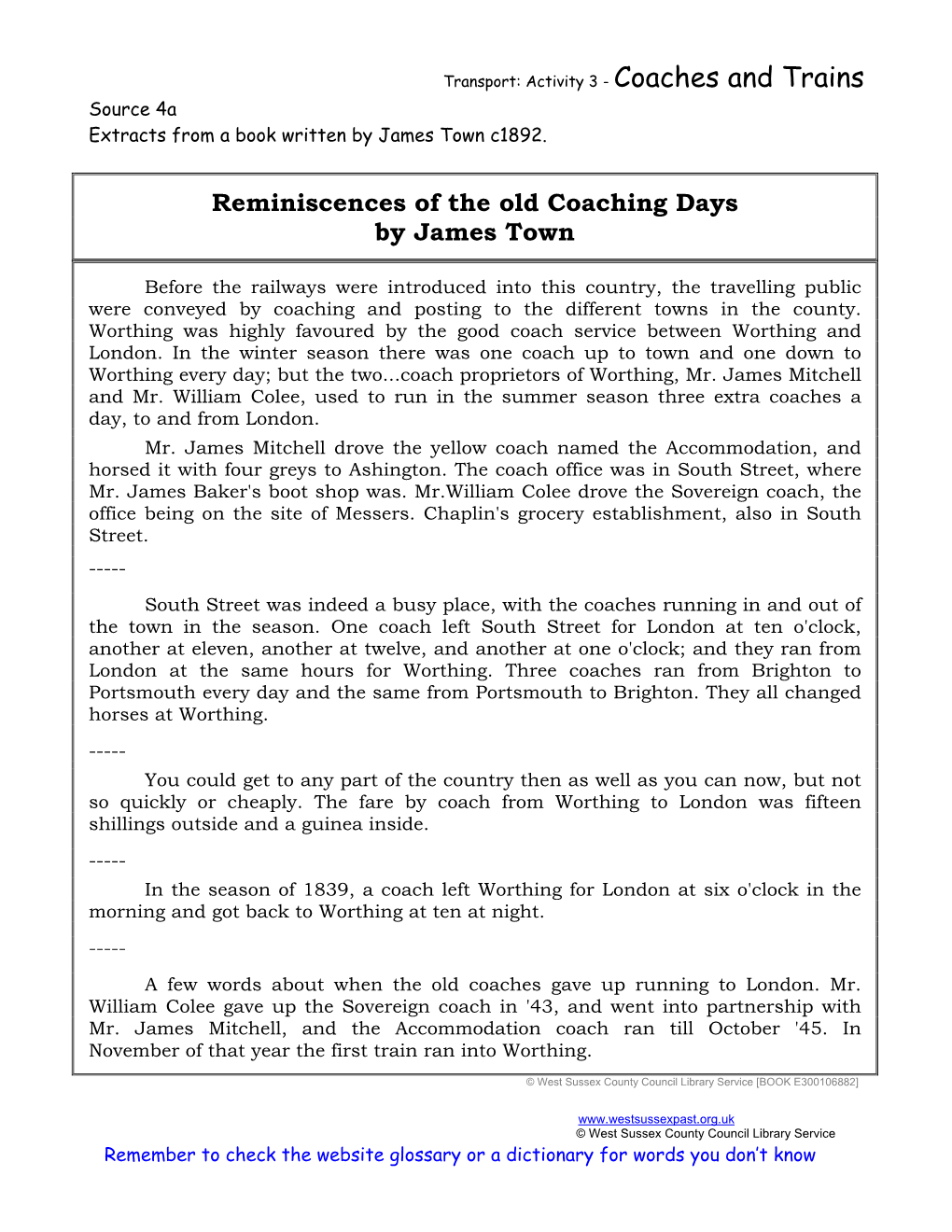 Reminiscences of the Old Coaching Days, 1892