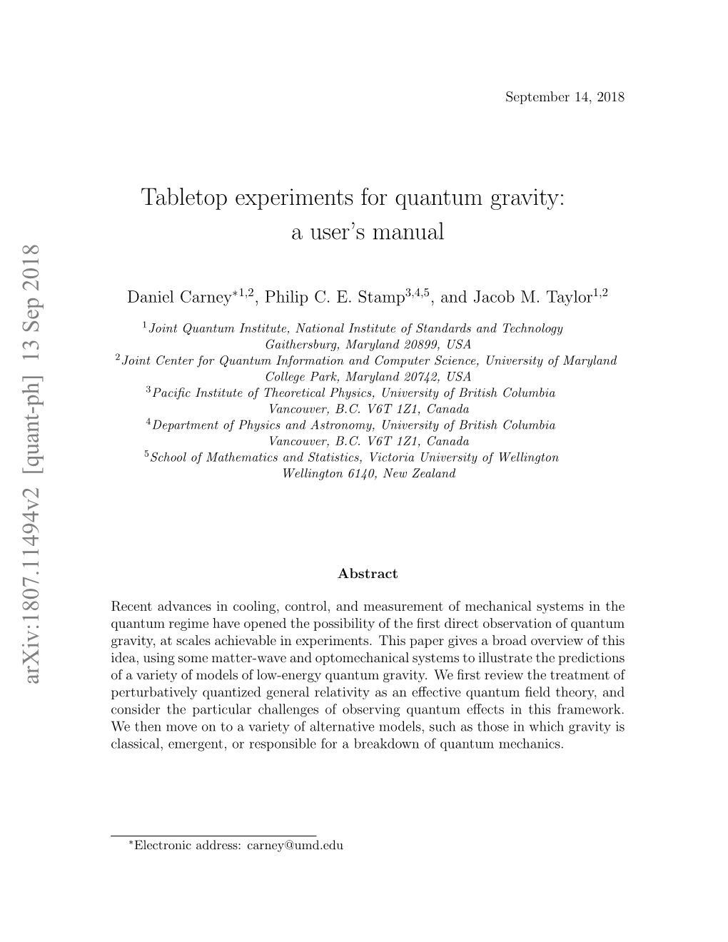 Tabletop Experiments for Quantum Gravity: a User's Manual Arxiv