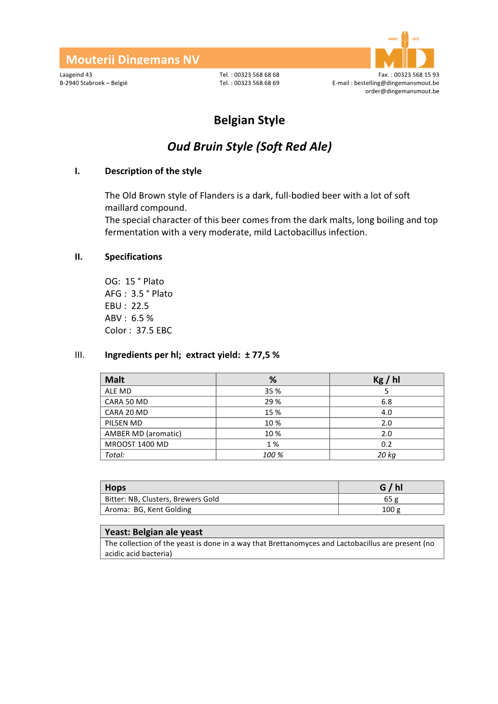 Belgian Style Oud Bruin Dingemans Recipe.Pdf