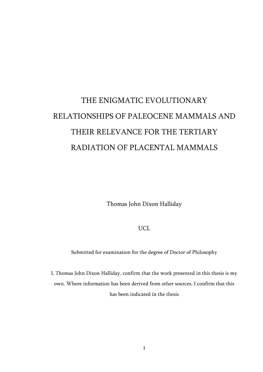 The Enigmatic Evolutionary Relationships of Paleocene Mammals and Their Relevance for the Tertiary Radiation of Placental Mammals