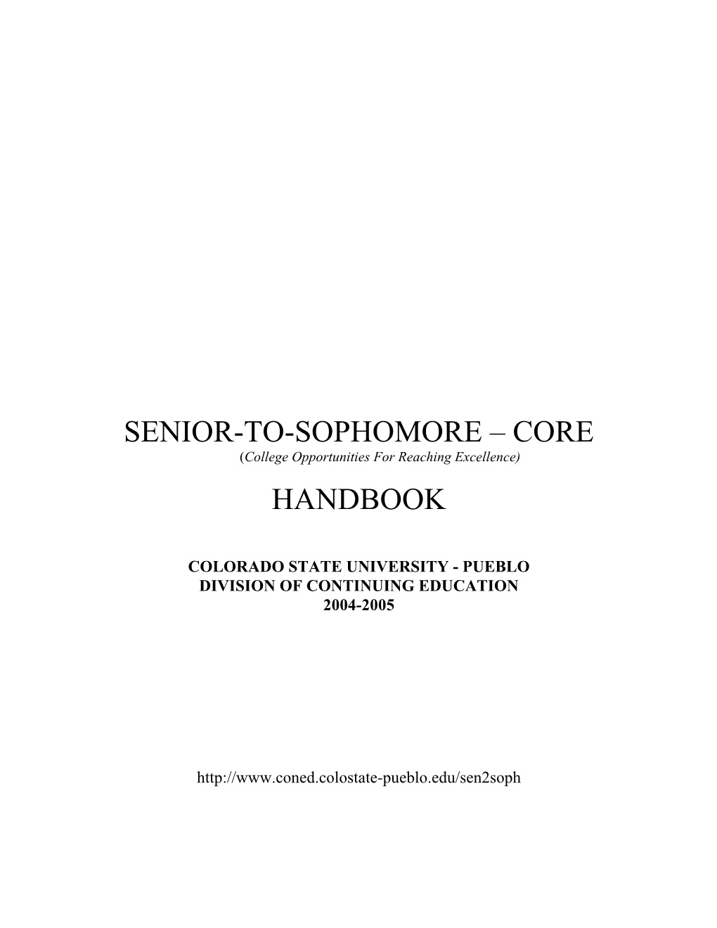 Senior-To-Sophomore – Core Handbook