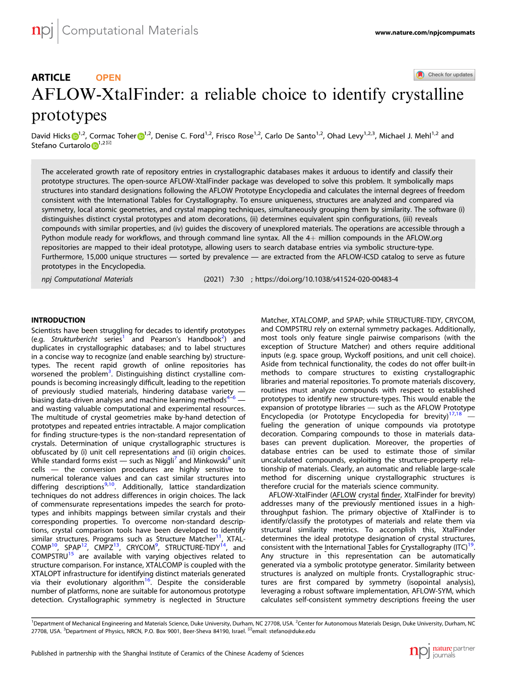 AFLOW-Xtalfinder: a Reliable Choice to Identify Crystalline Prototypes