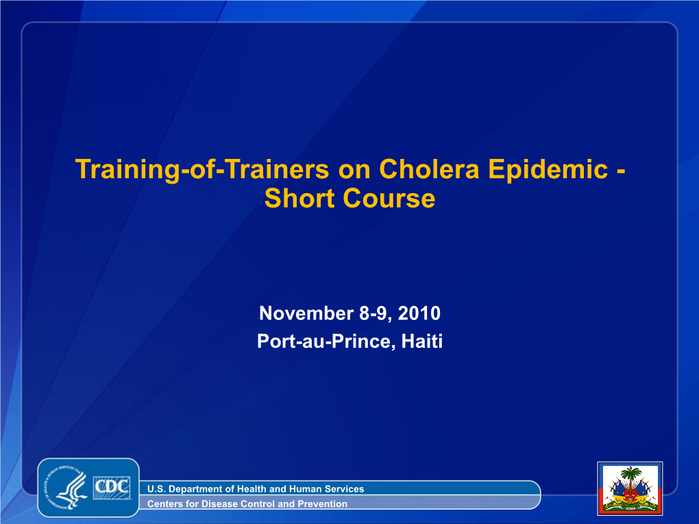 Training-Of-Trainers on Cholera Epidemic - Short Course