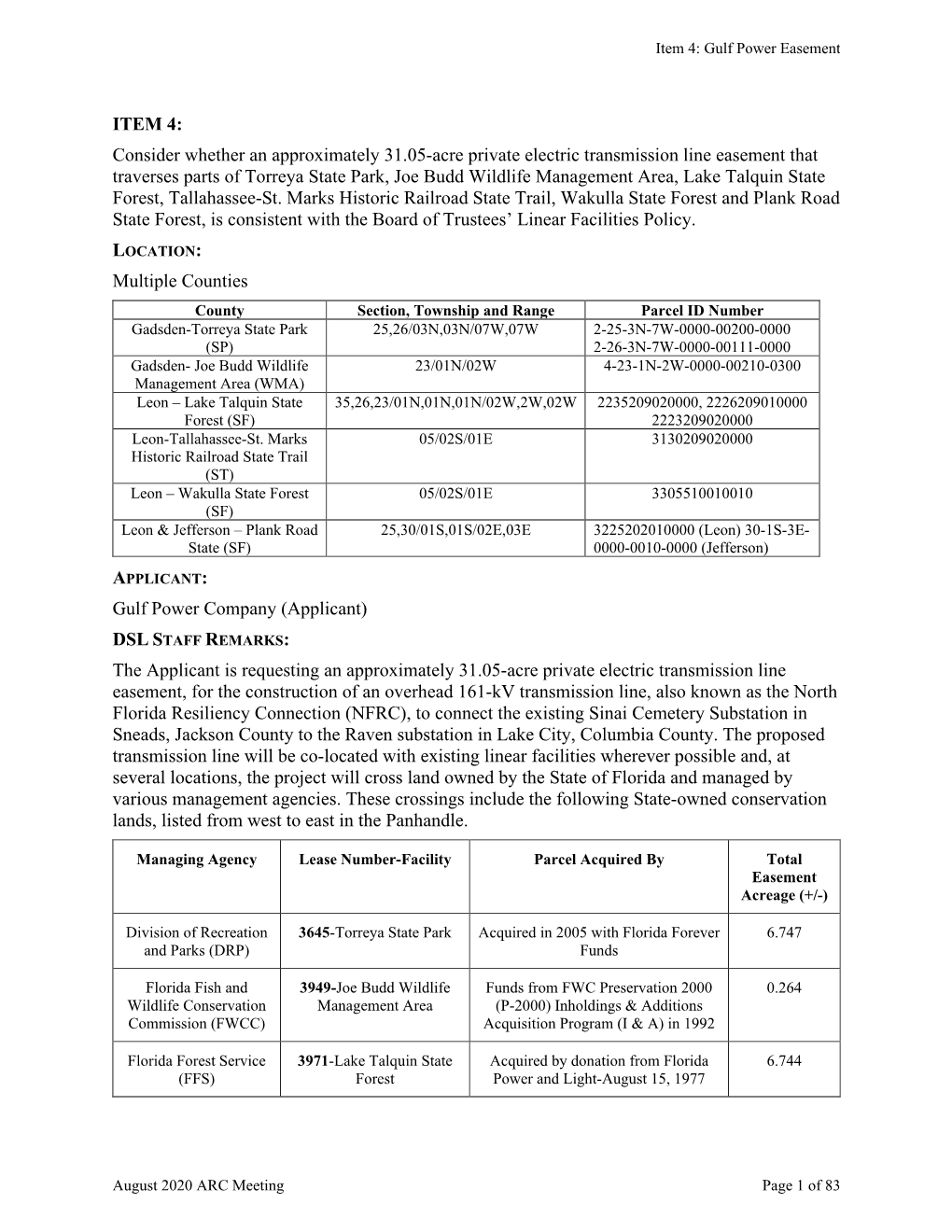 Gulf Power Easement/Multiple Properties