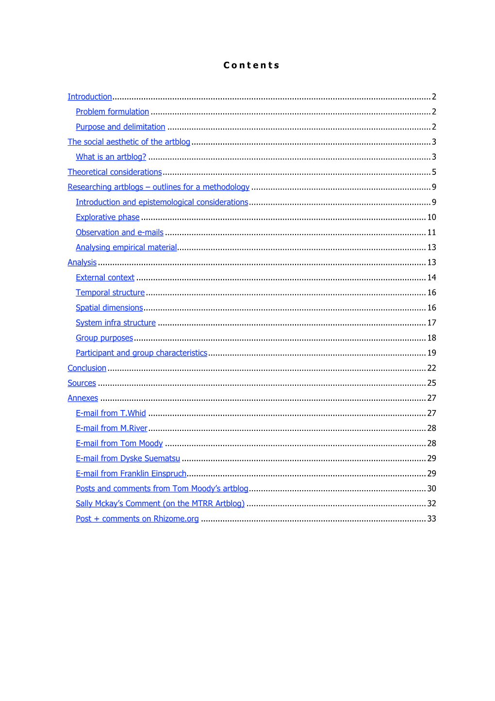 Artblogs – Outlines for a Methodology