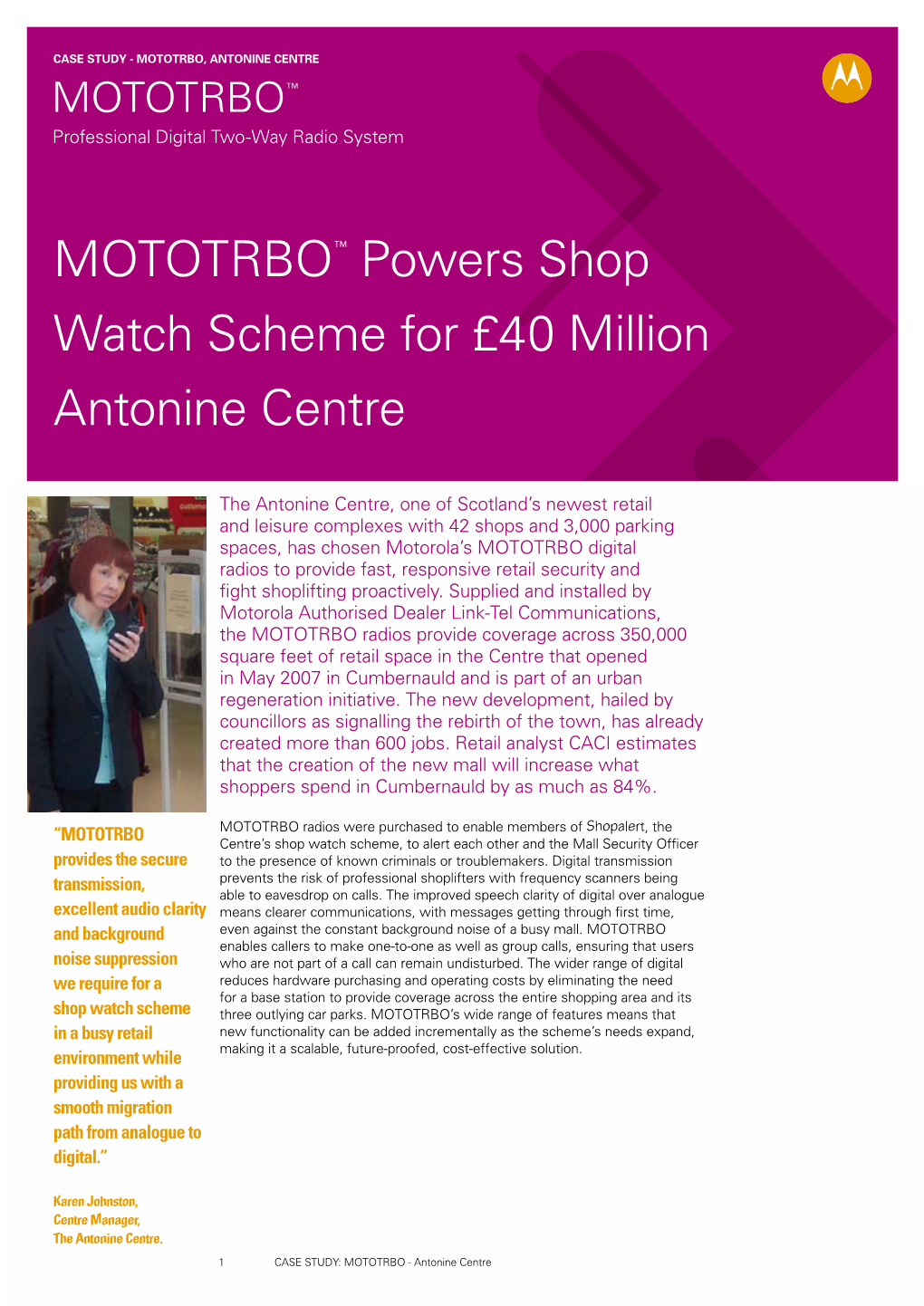 MOTOTRBO™ Powers Shop Watch Scheme for £40 Million Antonine