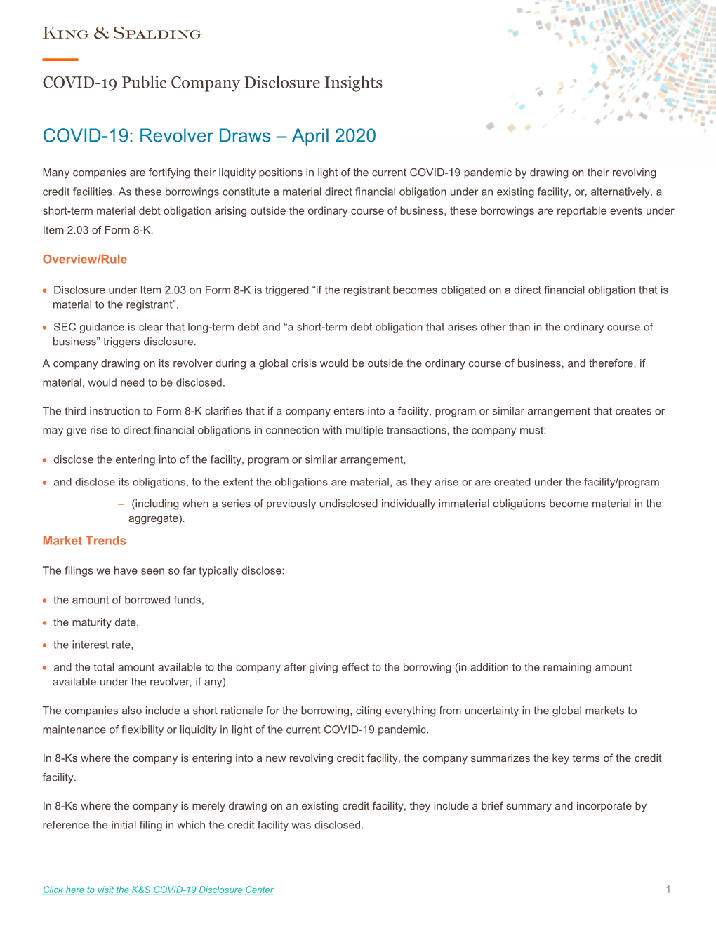 COVID-19: Revolver Draws – April 2020