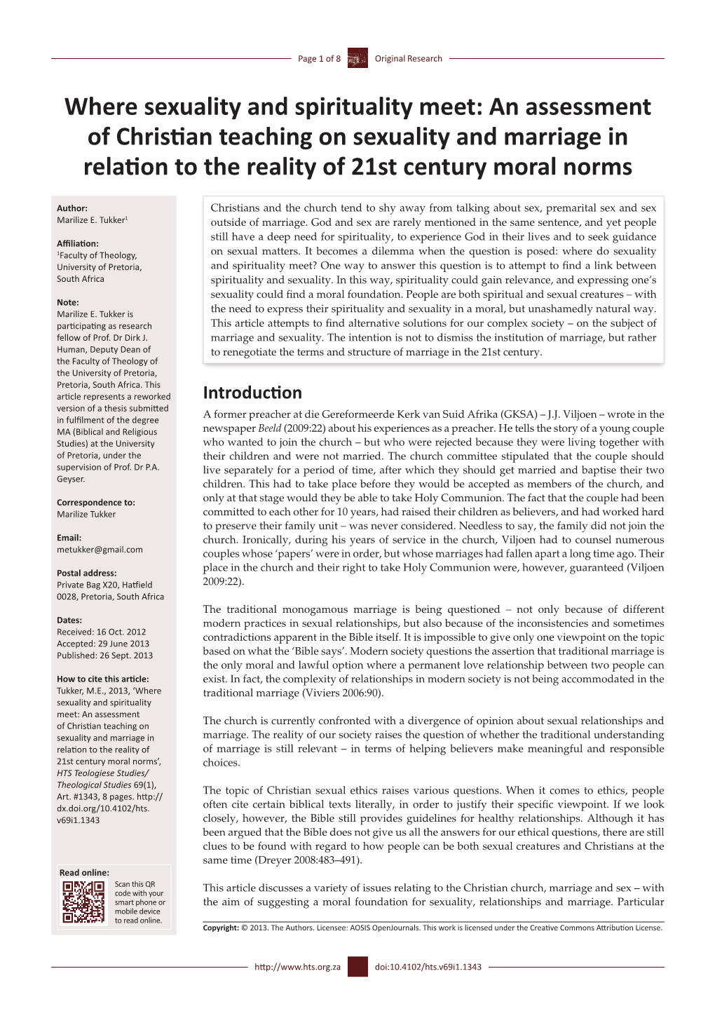 An Assessment of Christian Teaching on Sexuality and Marriage in Relation to the Reality of 21St Century Moral Norms