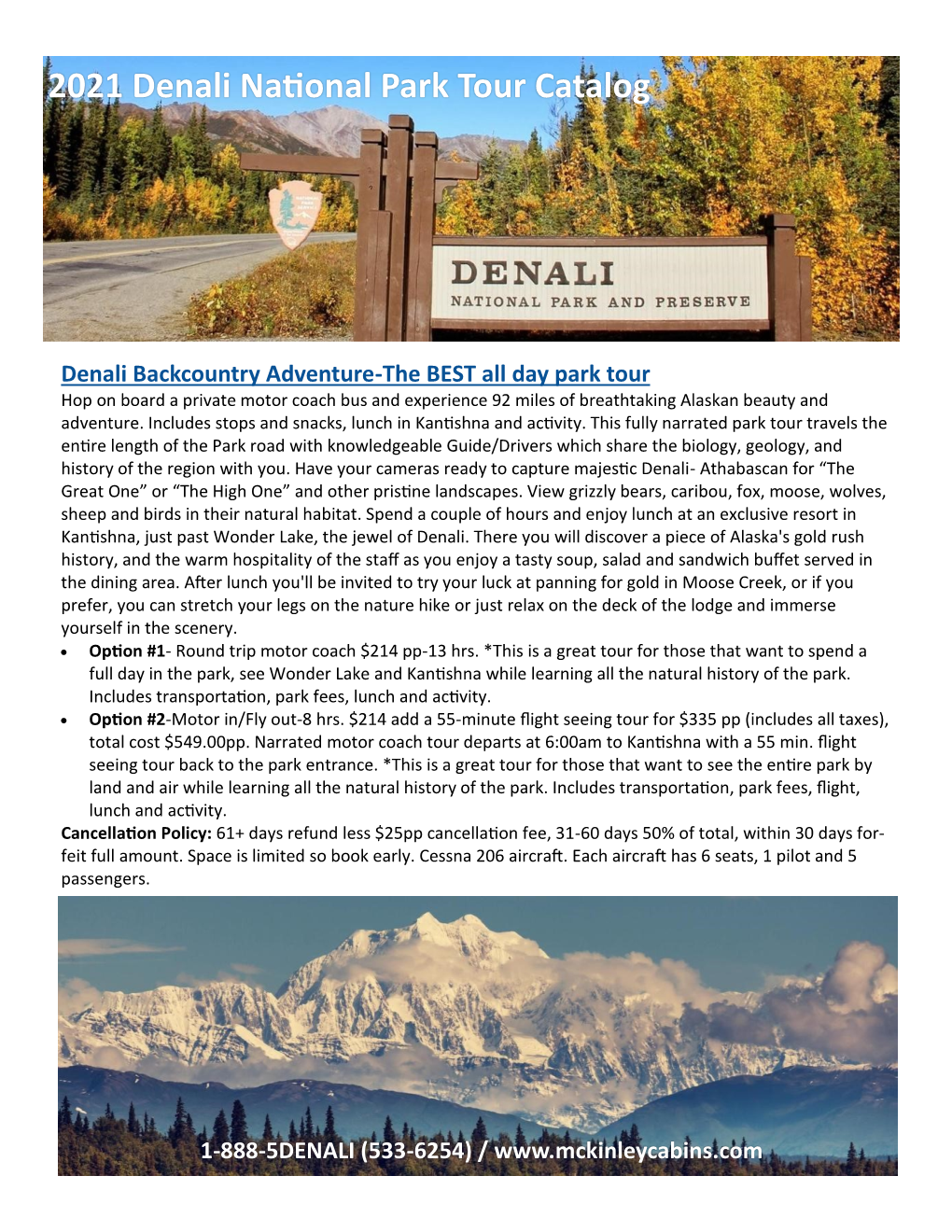 2021 Denali National Park Tour Catalog