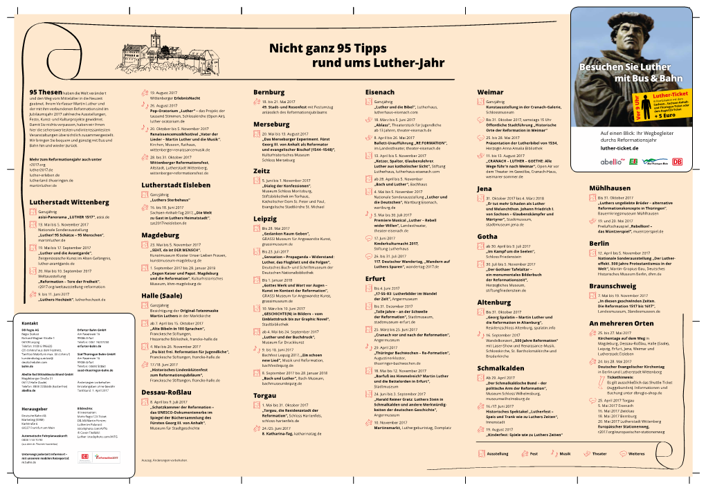 Nicht Ganz 95 Tipps Rund Ums Luther-Jahr Besuchen Sie Luther Mitluther-Ticket Bus & Bahn Allgemein, Rechts