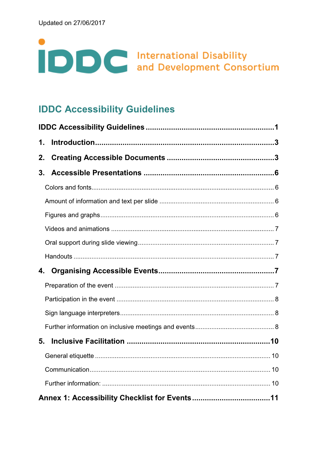 IDDC Accessibility Guidelines