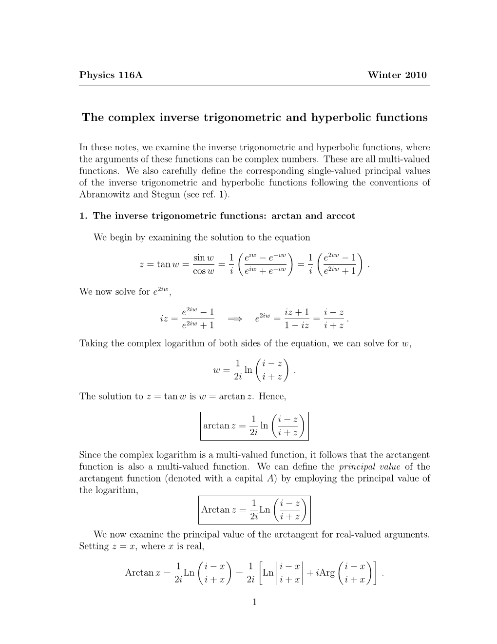 The Complex Inverse Trigonometric and Hyperbolic Functions