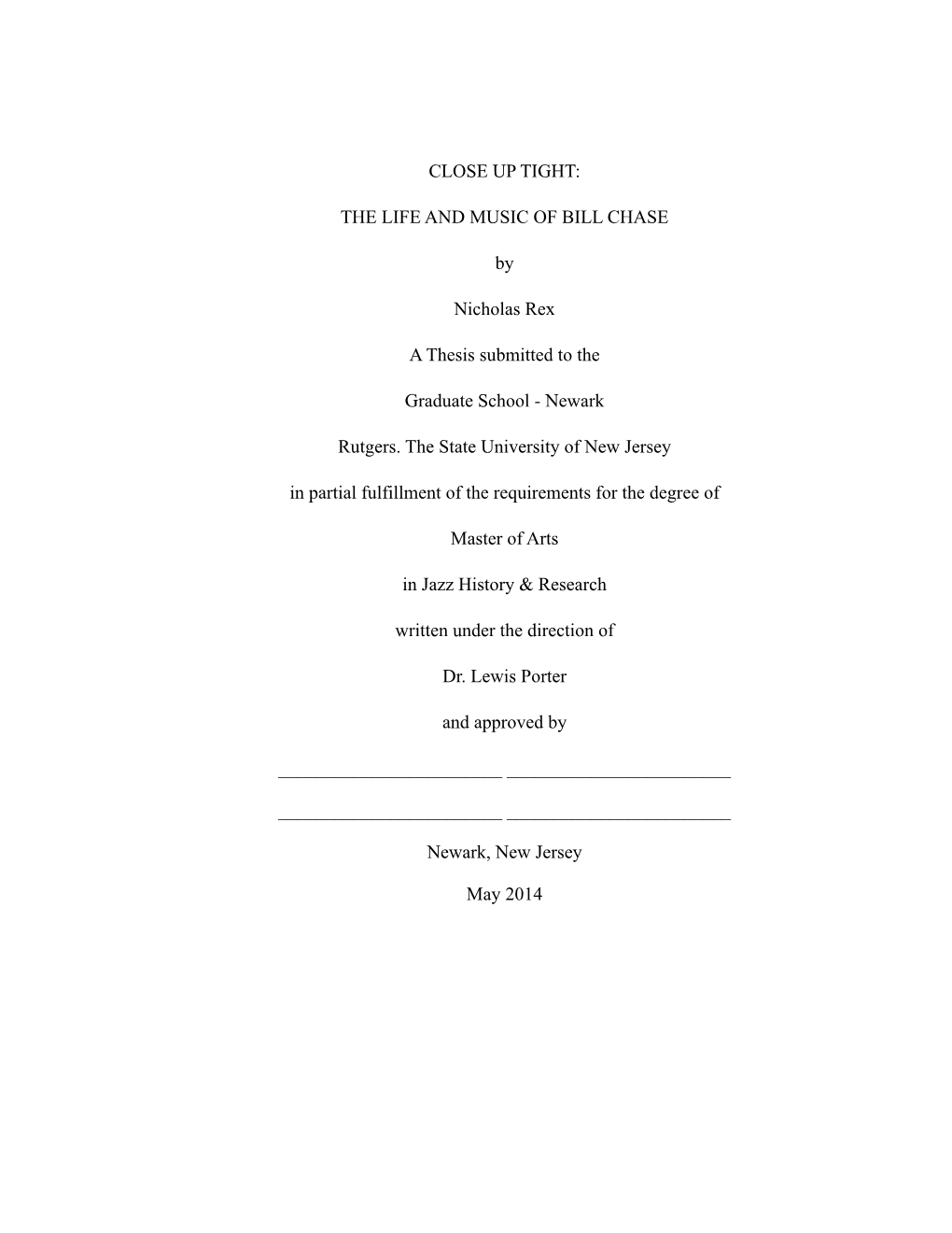 Bill Chase Thesis