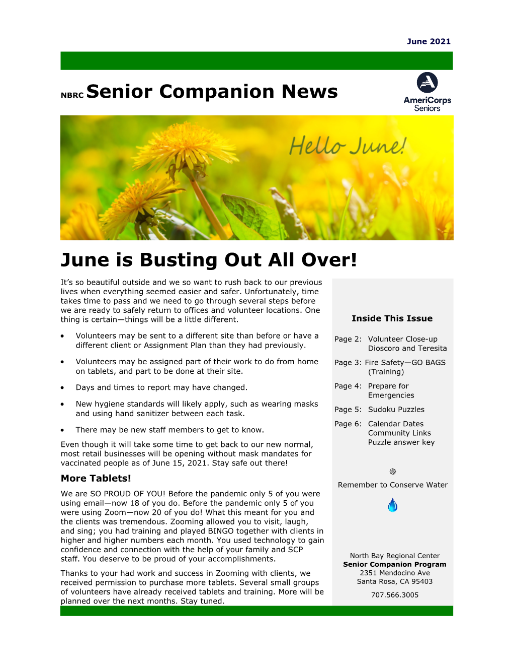 NBRC Senior Companion News June Is Busting out All Over!