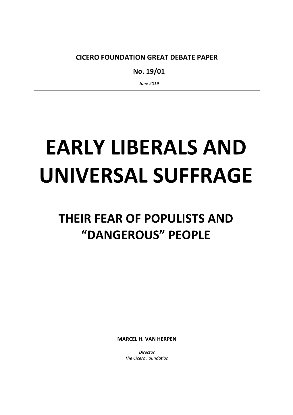 Early Liberals and Universal Suffrage