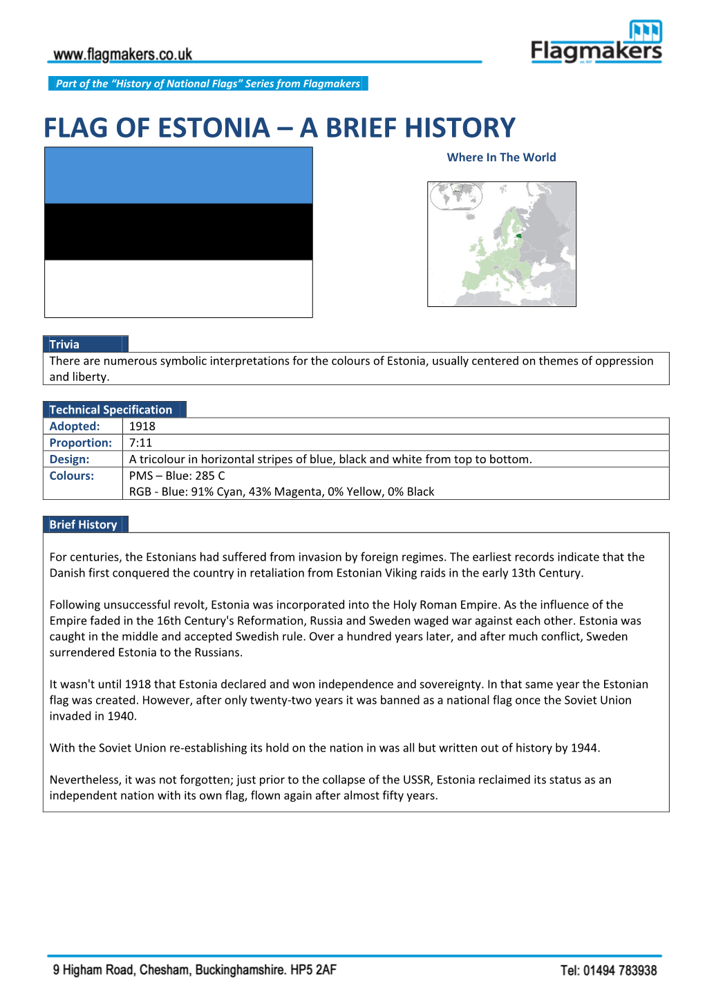 FLAG of ESTONIA – a BRIEF HISTORY Where in the World