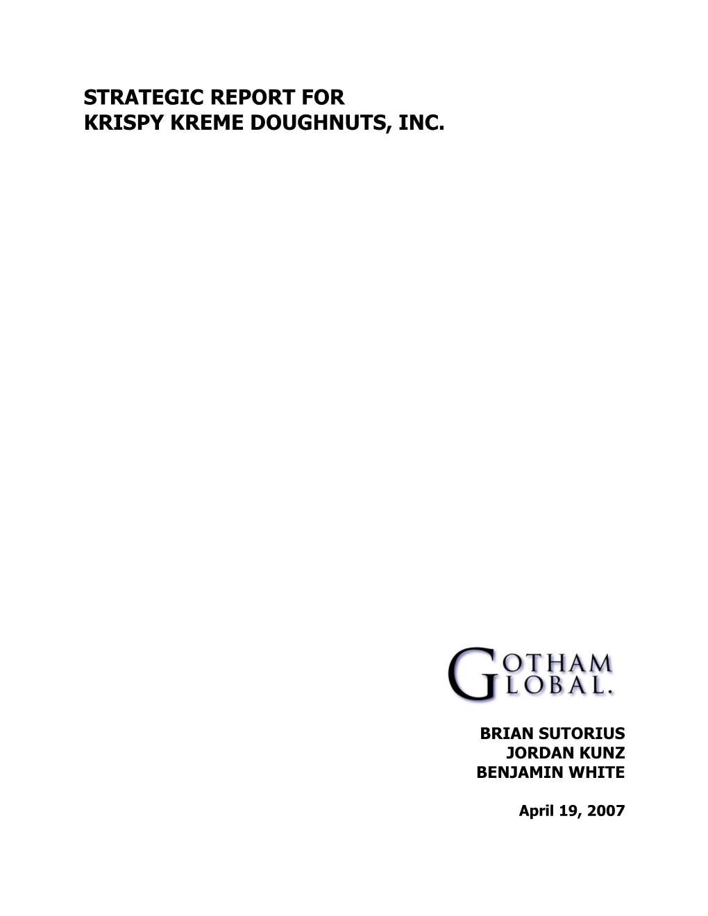 Strategic Report for Krispy Kreme Doughnuts, Inc