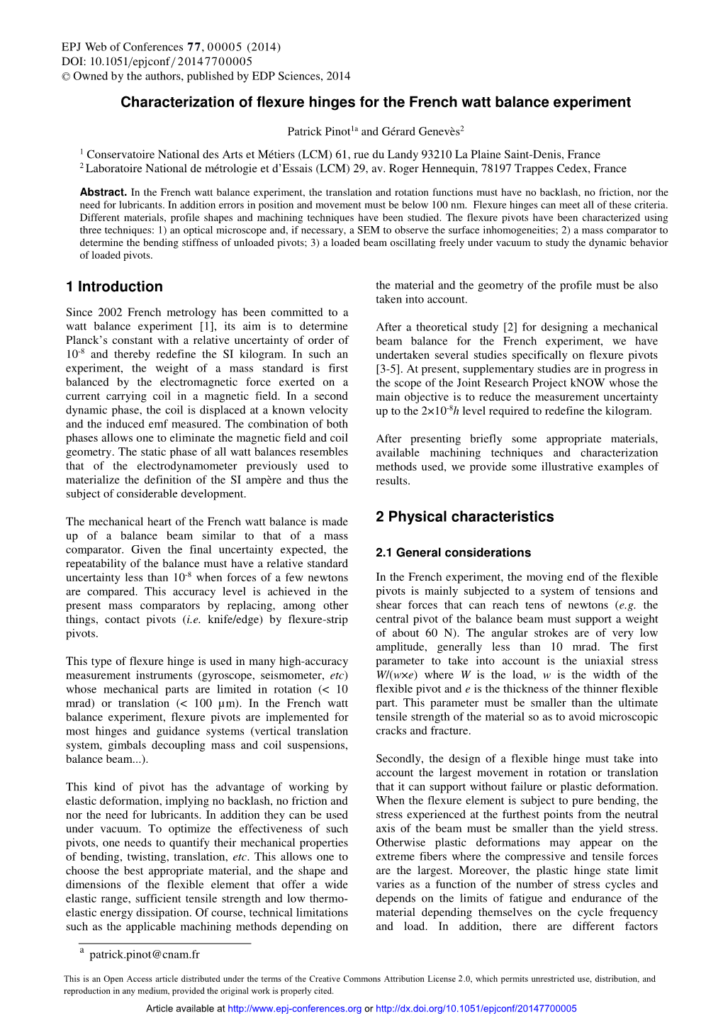 Characterization of Flexure Hinges for the French Watt Balance Experiment