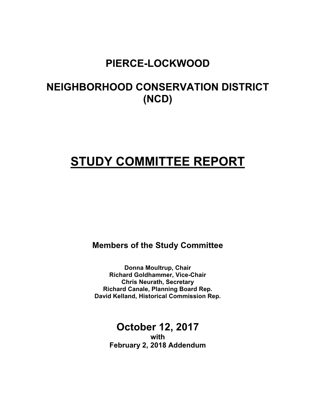 Study Committee Report