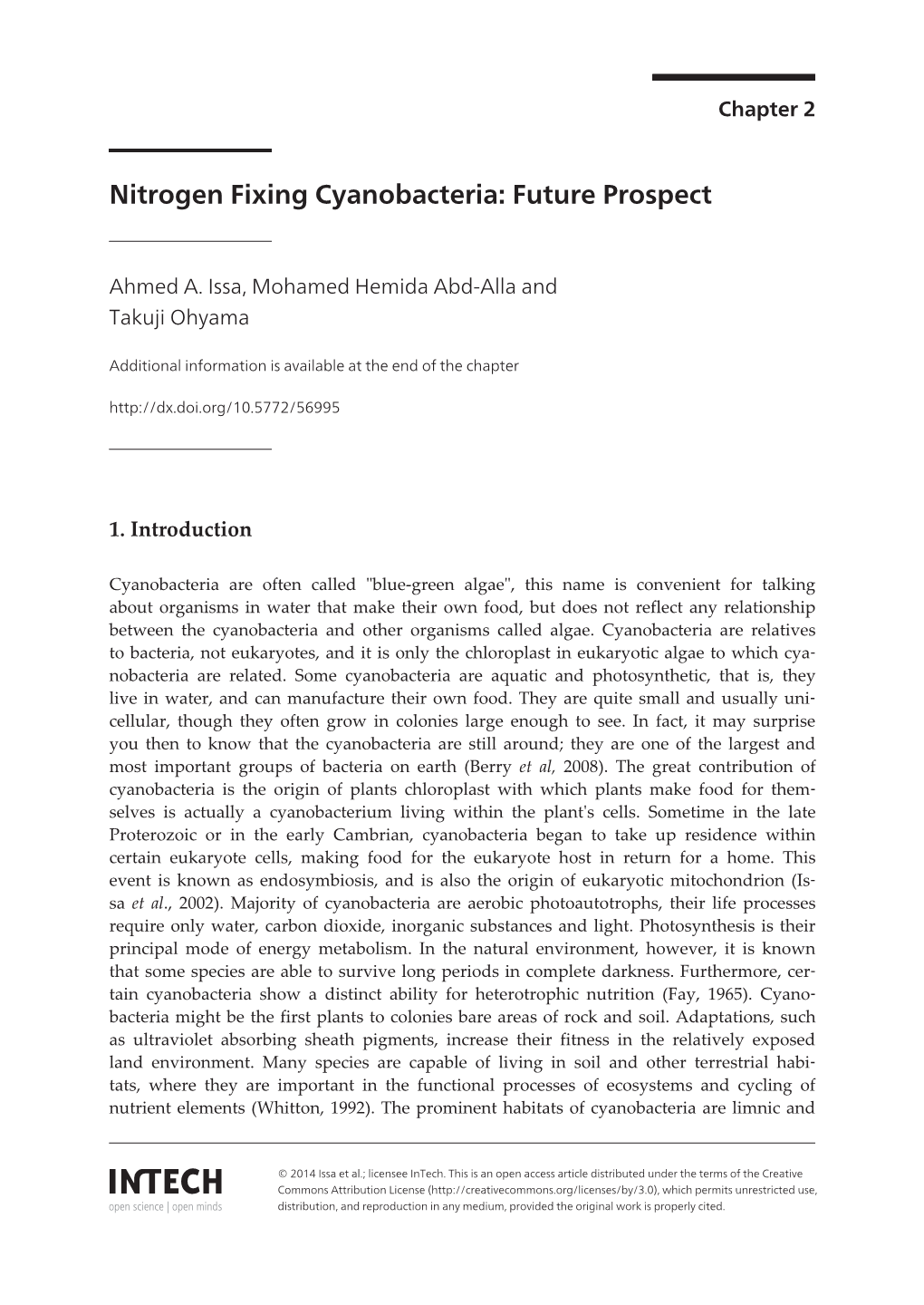 Nitrogen Fixing Cyanobacteria: Future Prospect