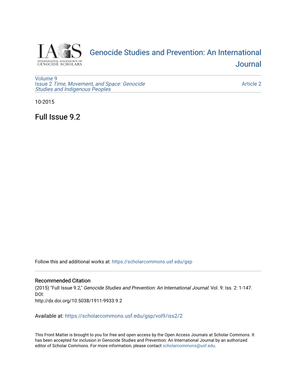 Genocide Studies and Prevention: an International Journal