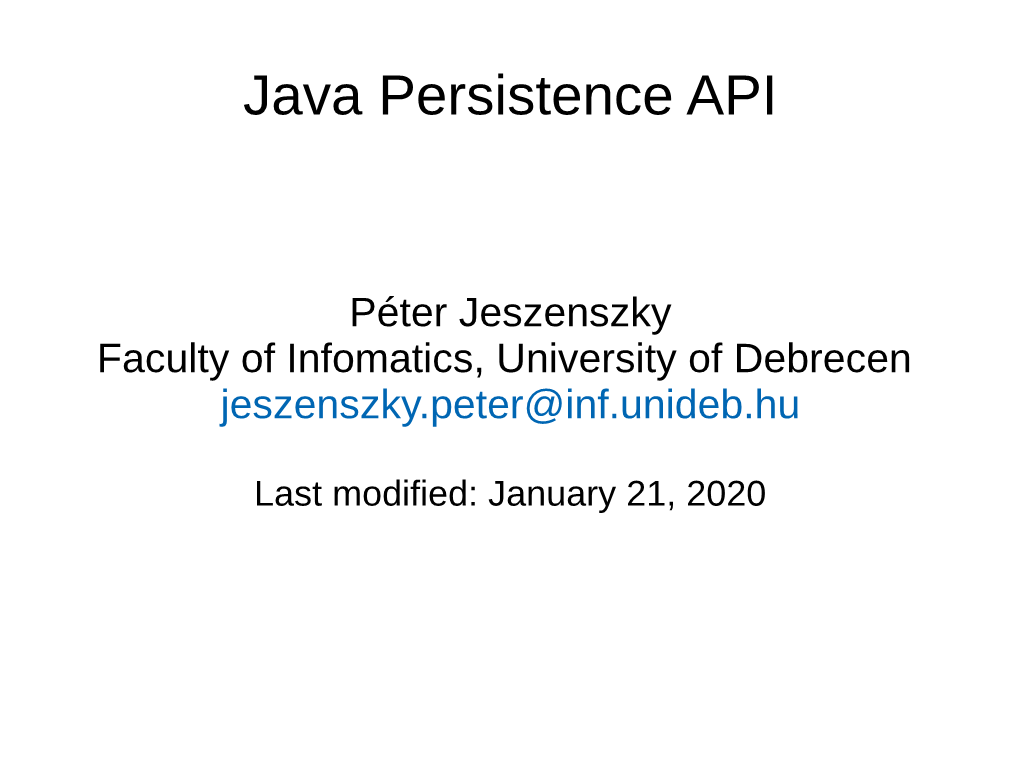 Java Persistence API