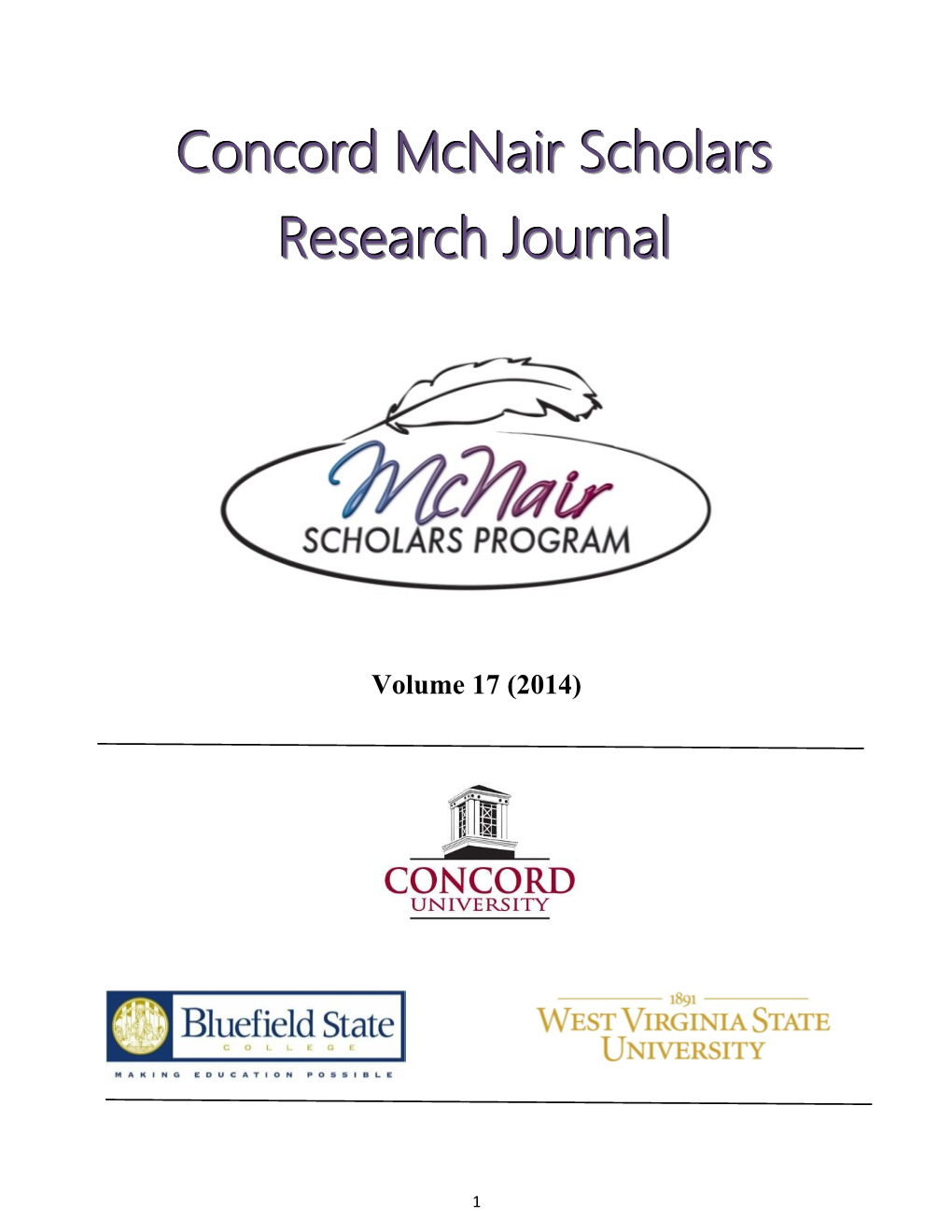 Concord Mcnair Scholars Research Journal