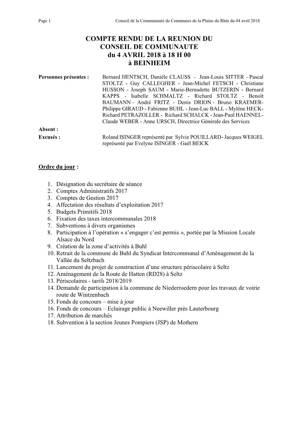 Réunion Du Comité Directeur Du 21 Septembre 2006 À 17 H 30