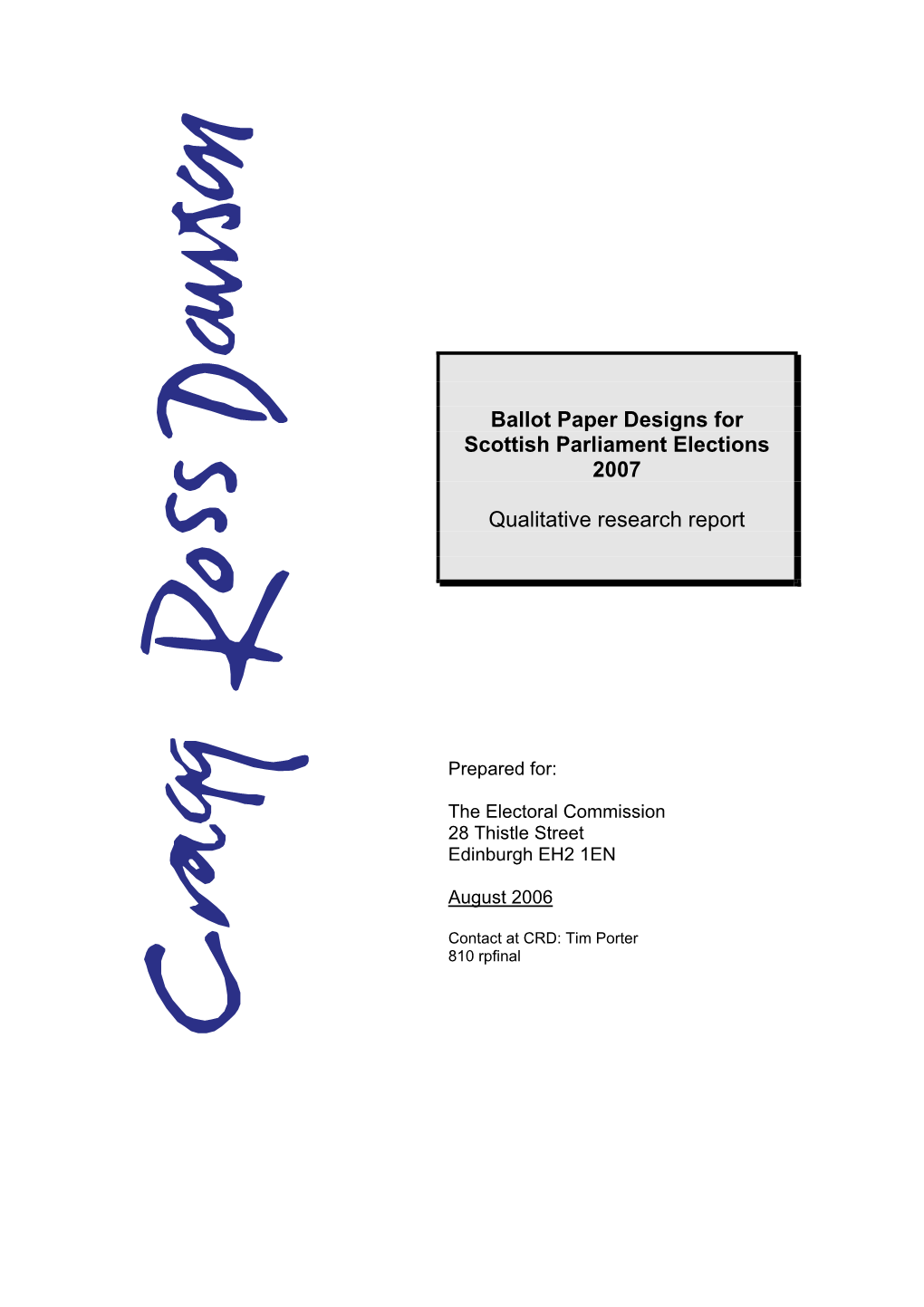 Scottish Parliament Ballot Paper Design Research Report