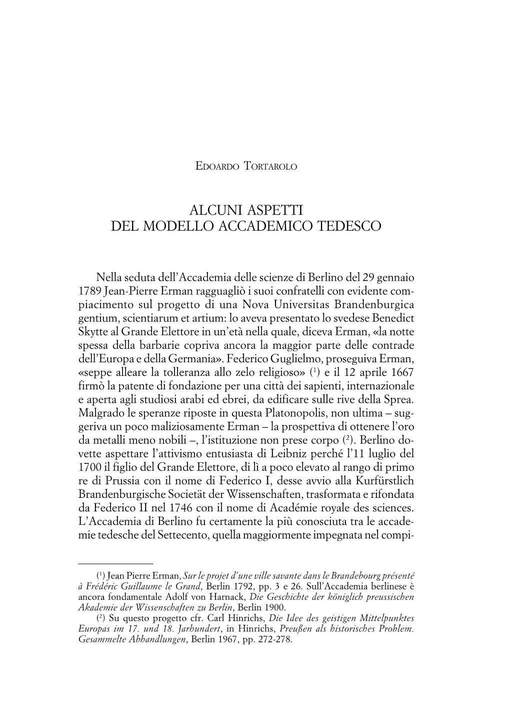 Alcuni Aspetti Del Modello Accademico Tedesco