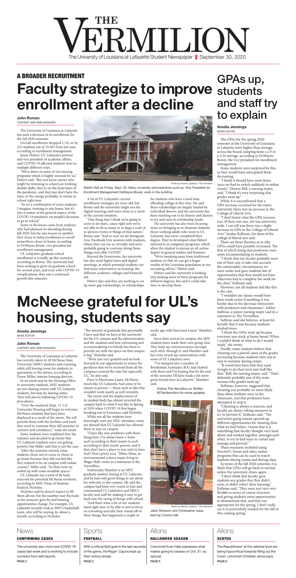 Mcneese Grateful for UL's Housing, Students