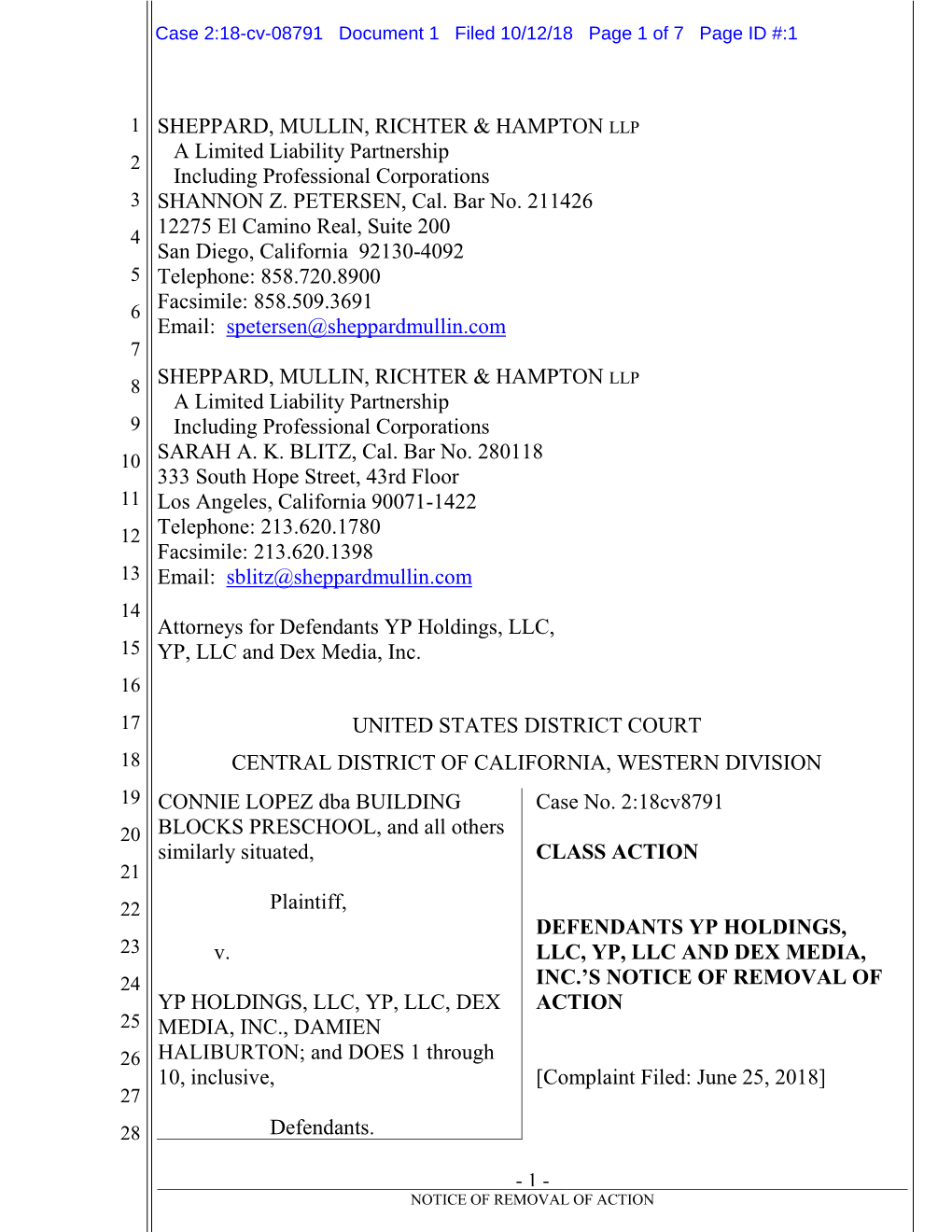 Lopez Et Al. V. YP, Holdings, LLC Et