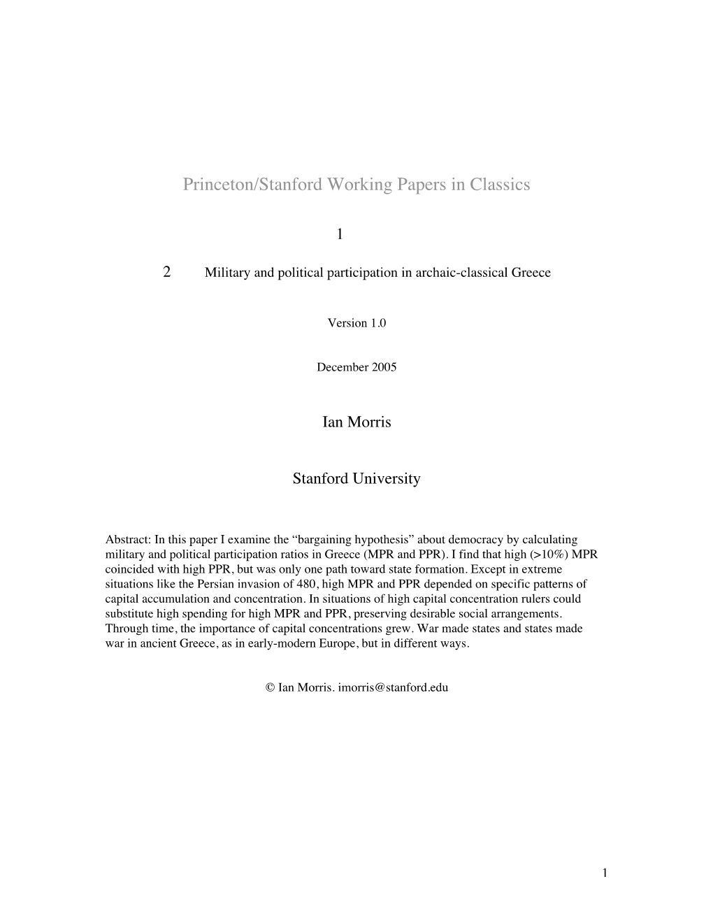 Military and Political Participation in Archaic-Classical Greece