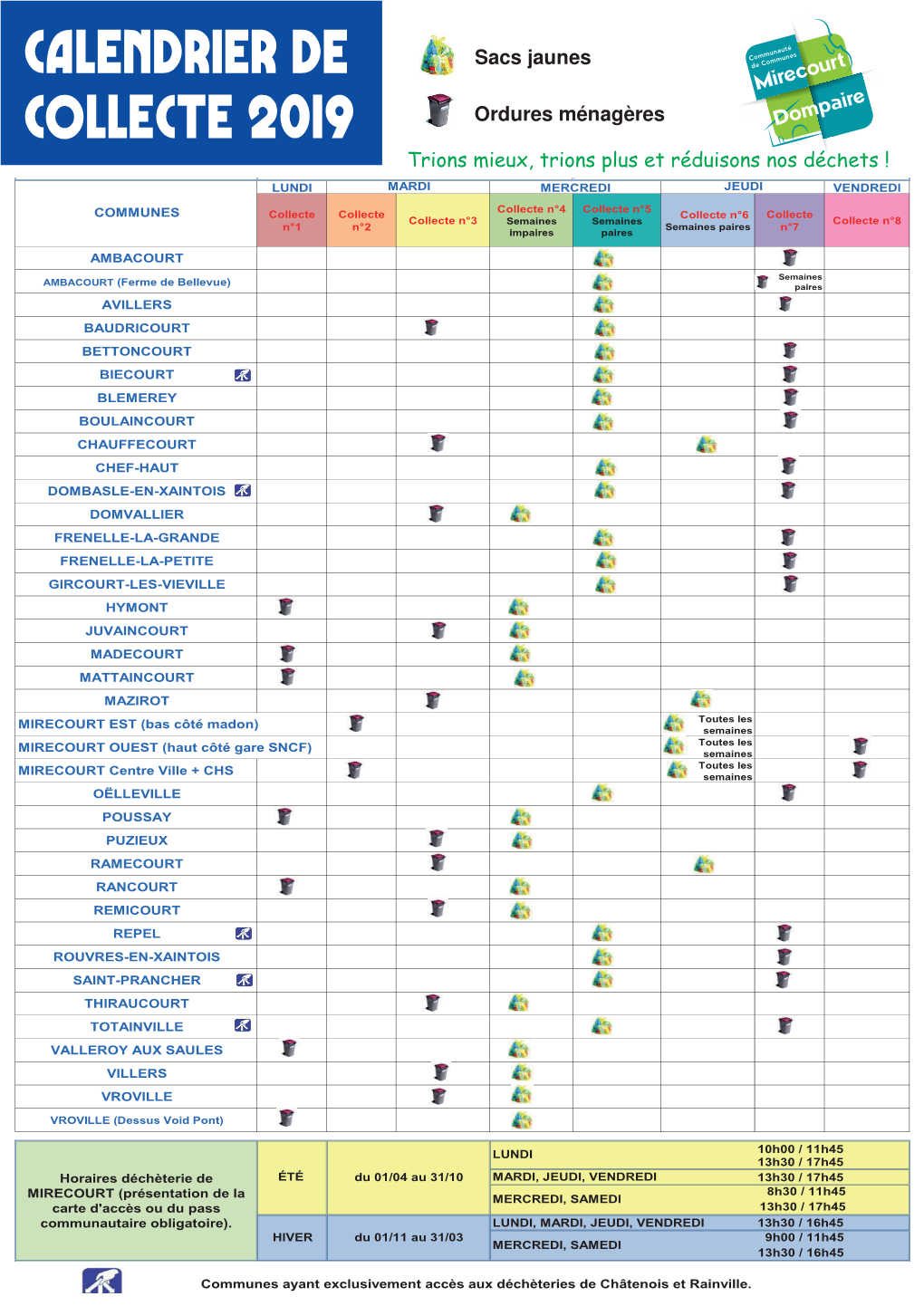 Calendrier De Collecte 2019