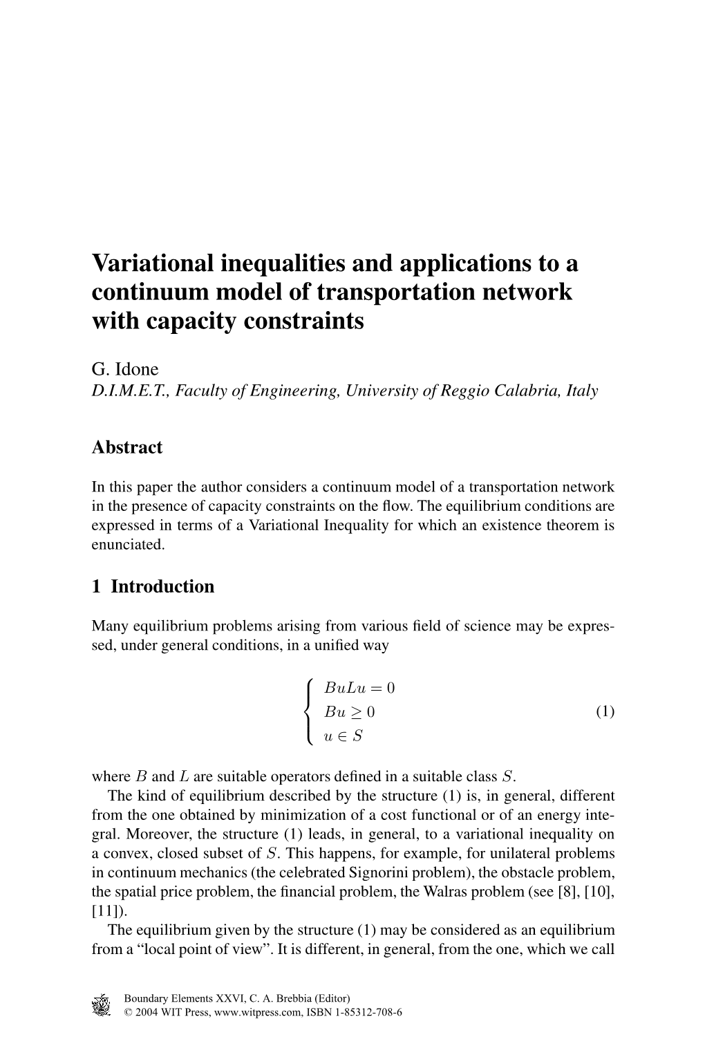 Variational Inequalities and Applications to a Continuum Model of Transportation Network with Capacity Constraints