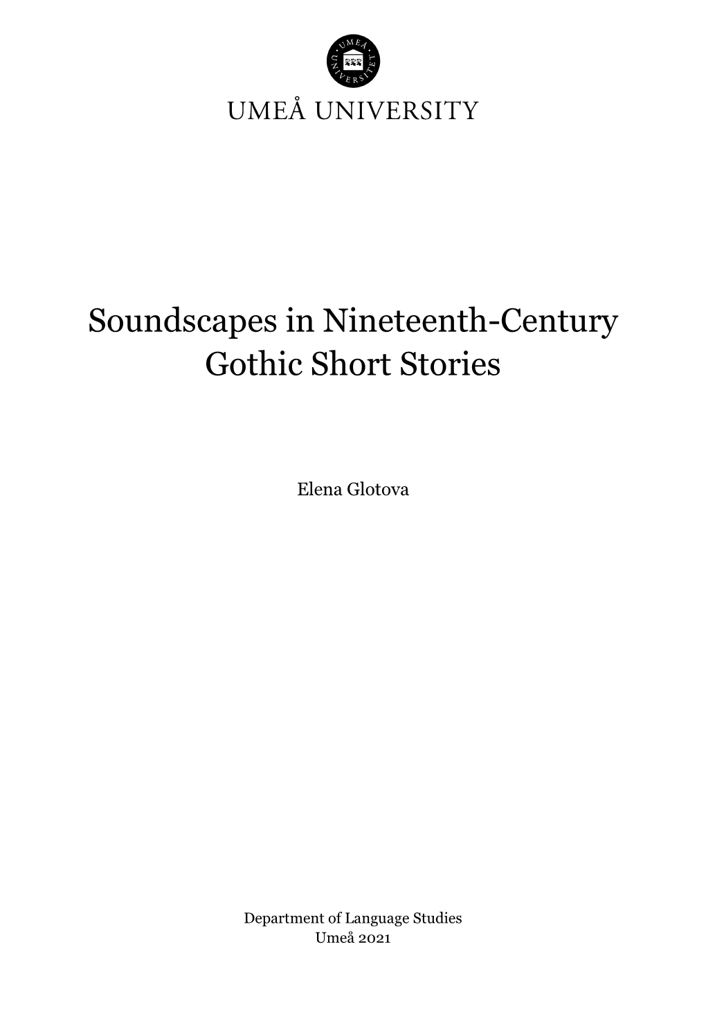 Soundscapes in Nineteenth-Century Gothic Short Stories