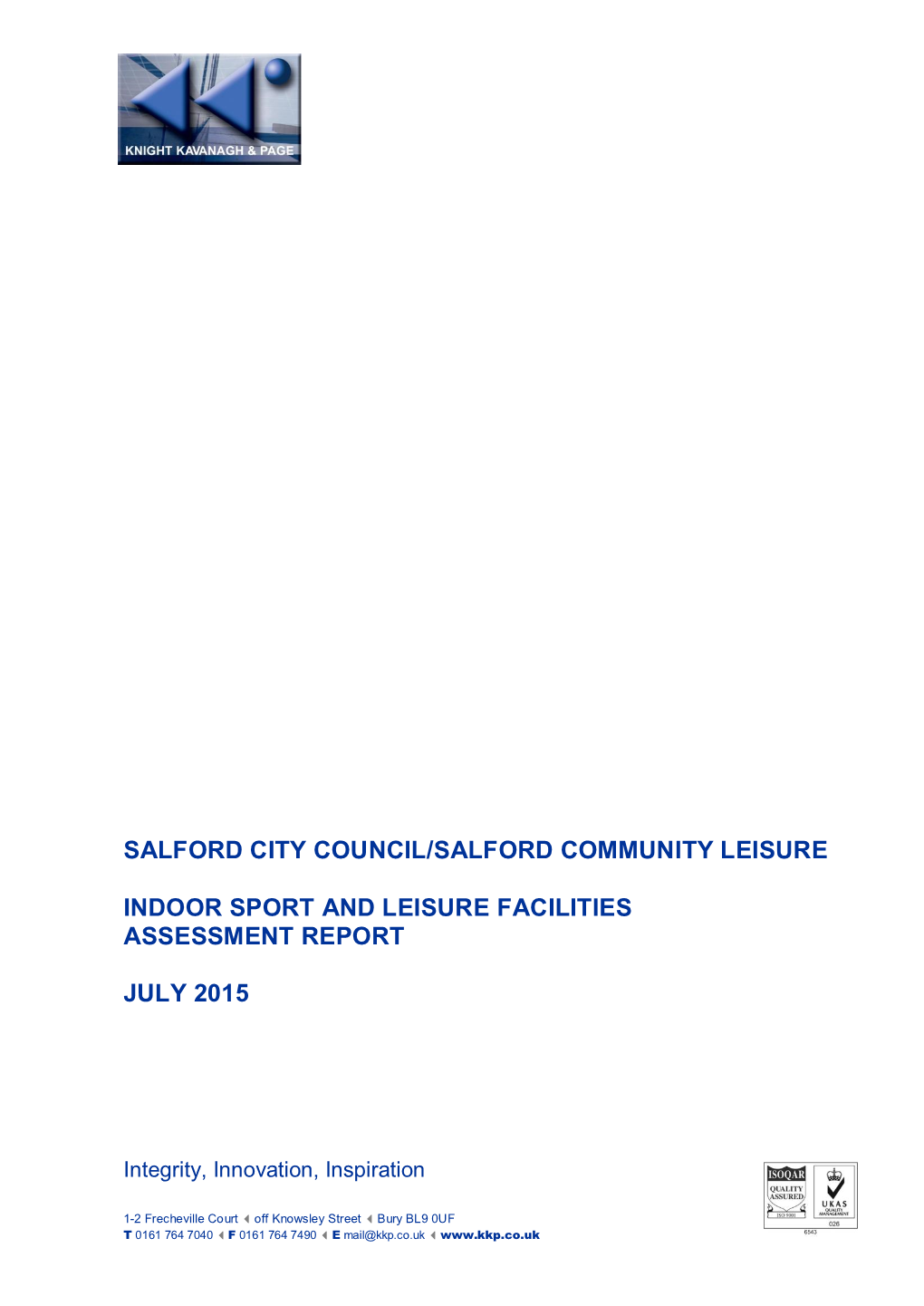 KKP Indoor Sport and Leisure Facilities Assessment Report.Pdf