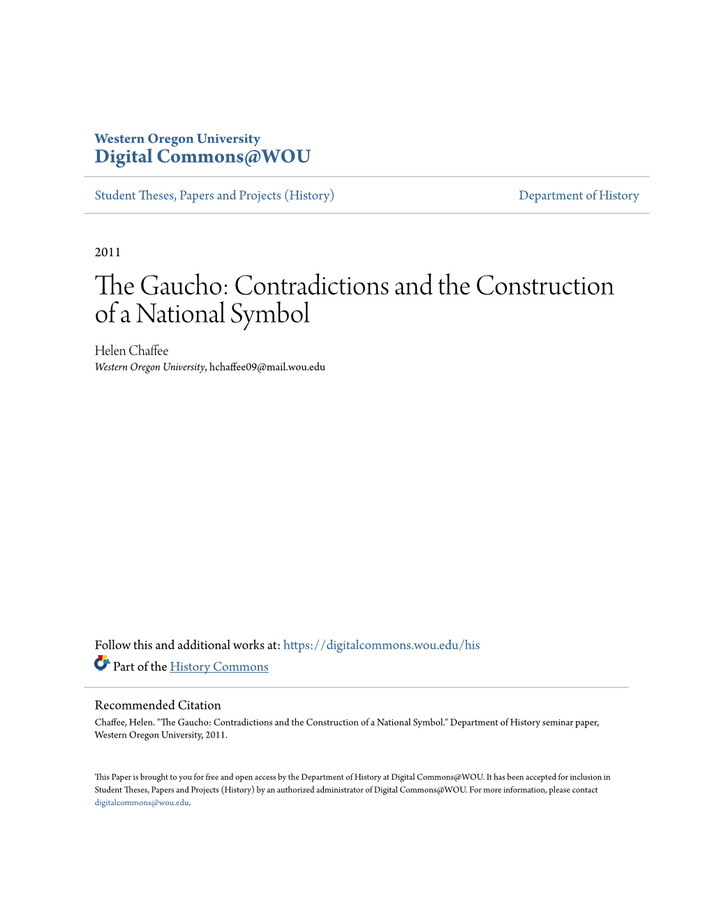 The Gaucho: Contradictions and the Construction of a National Symbol